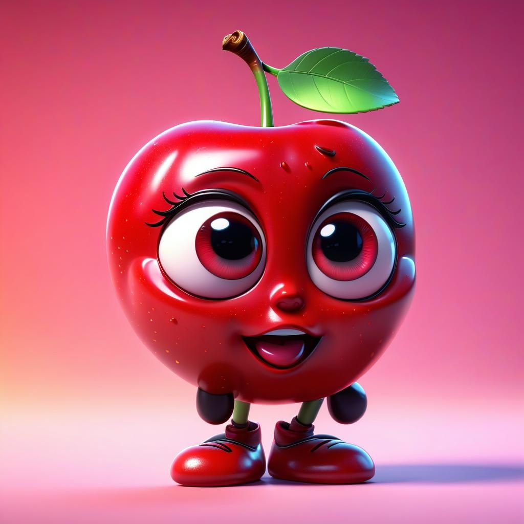 Cherry with big cute chibi eyes giving