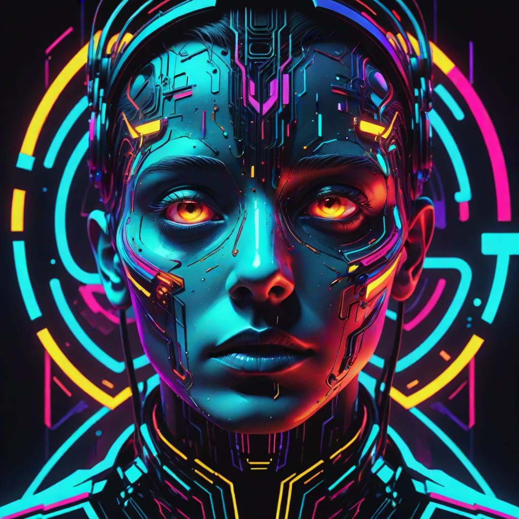 Surreal Person Sustaining Meta: Vibrant Digital Art