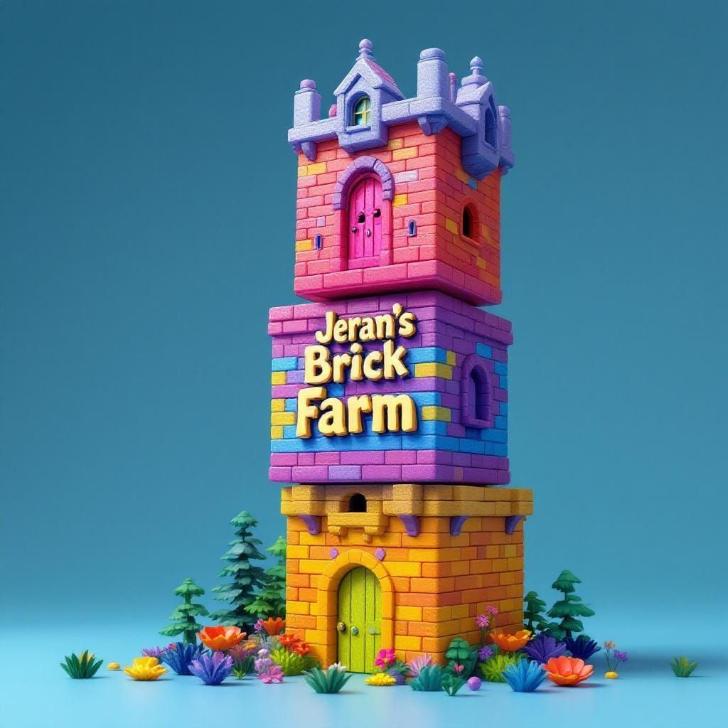 Whimsical Brick Tower of Toy Blocks in Matte Painting