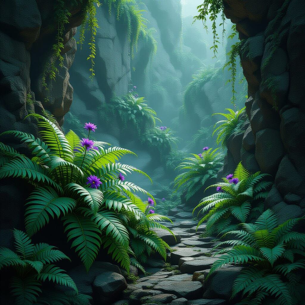 Stonebloom Ferns in Dark Fantasy Style