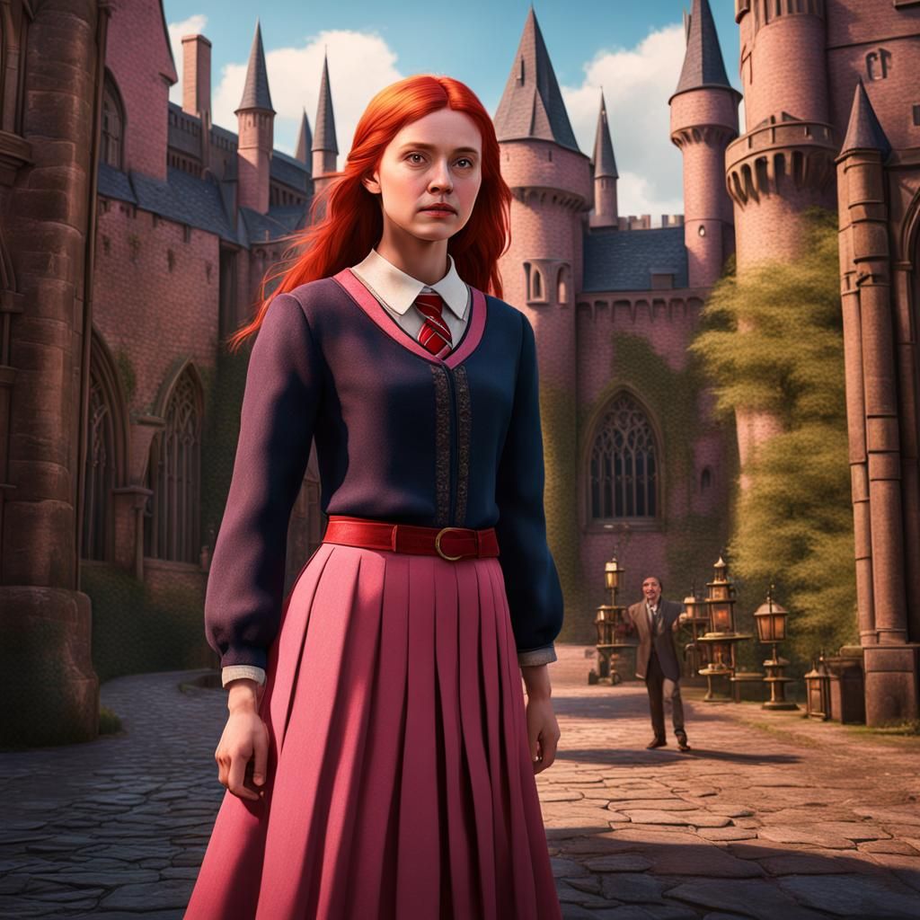 Ginny Weasley at Hogwarts as Oil Painting