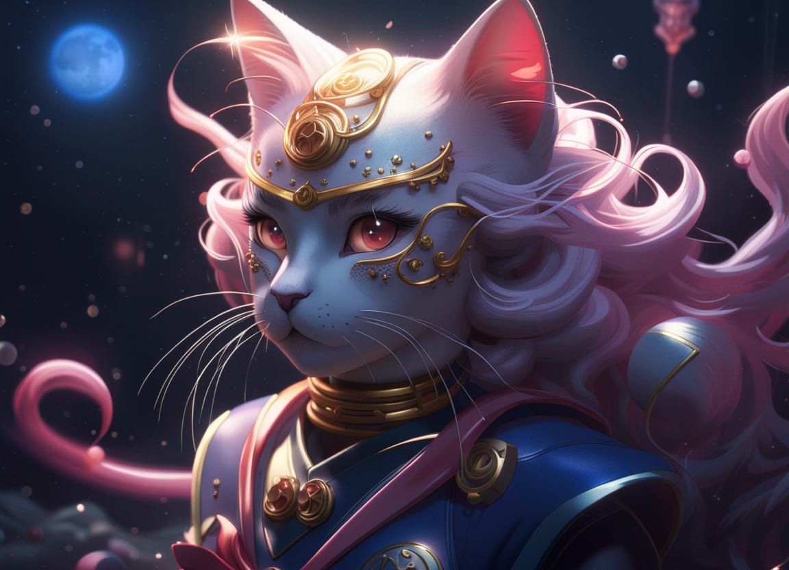 Sailor Moon Cat in Detailed Matte Painting