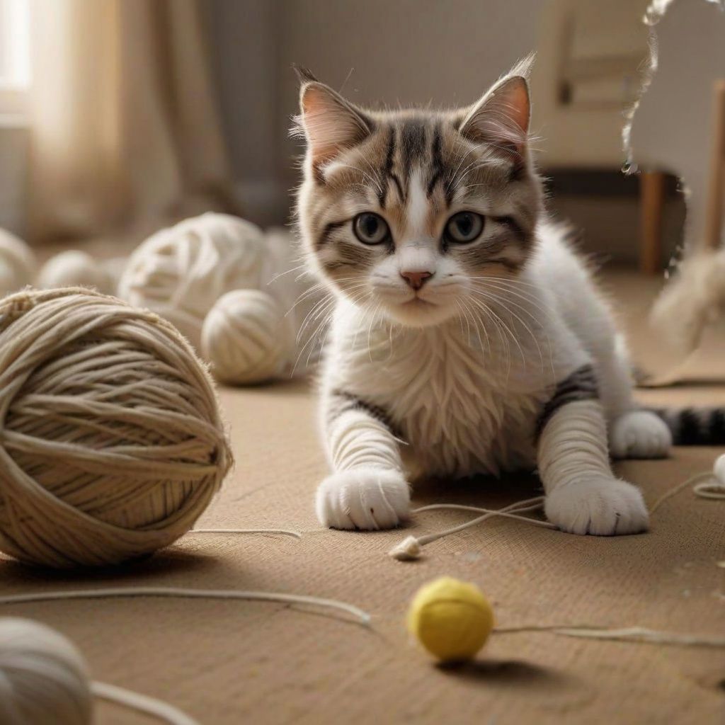 Surreal Hyper-Realistic Masterpiece of Cat and Mummy Toy