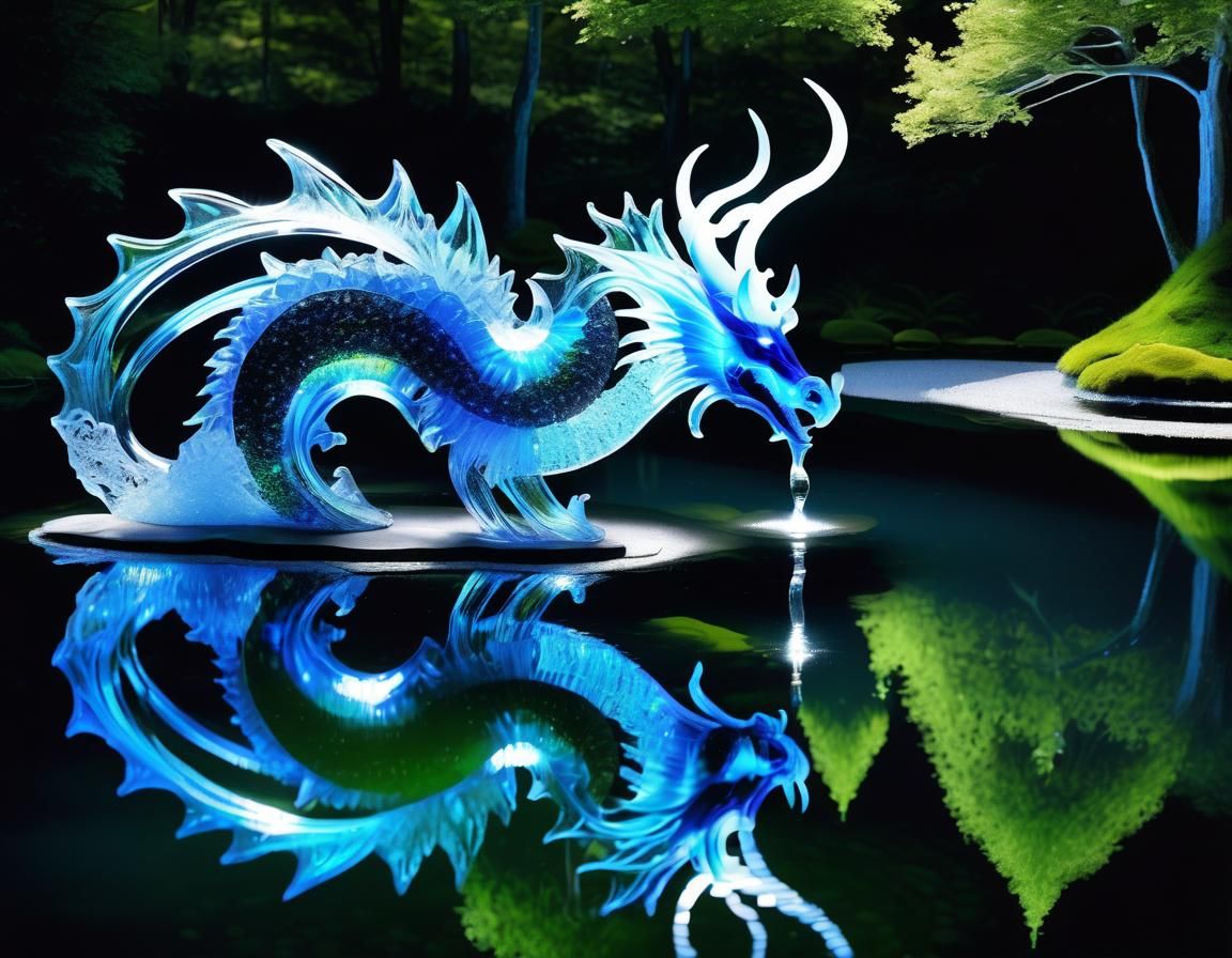 Ethereal Water Demoness Ice Sculpture in High Fantasy