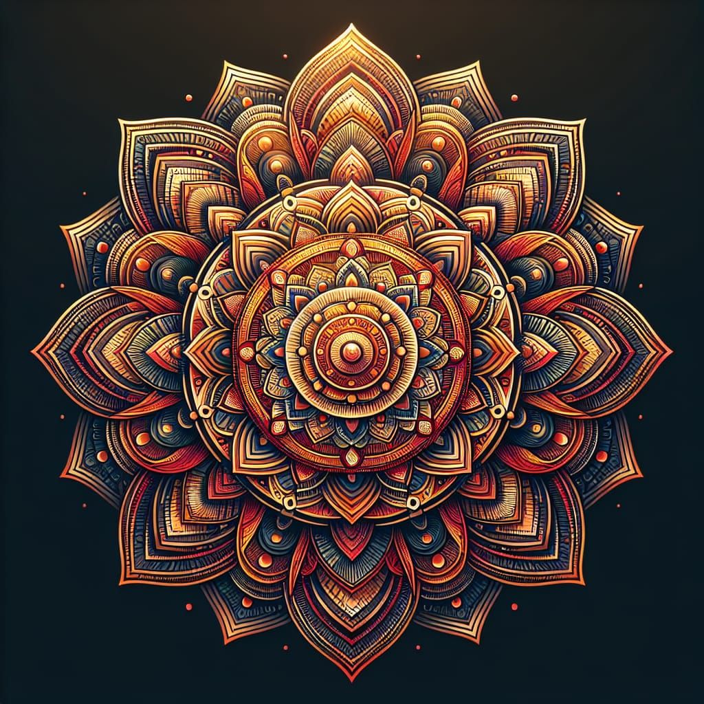 Intricate Mandala with Symmetrical Geometric Design
