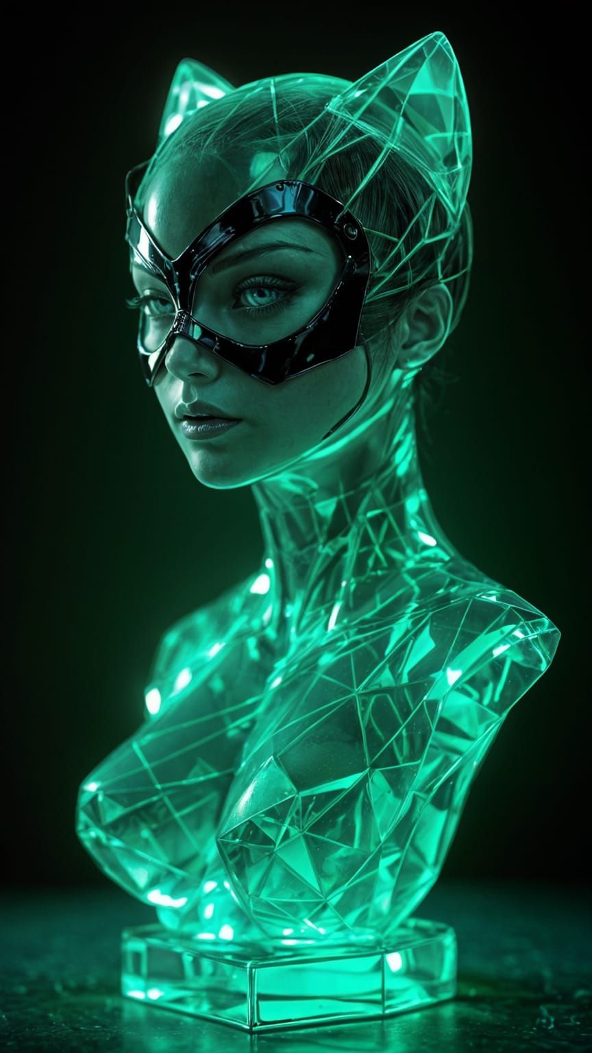 Emerald Catwoman Bust in Sleek Anime Style