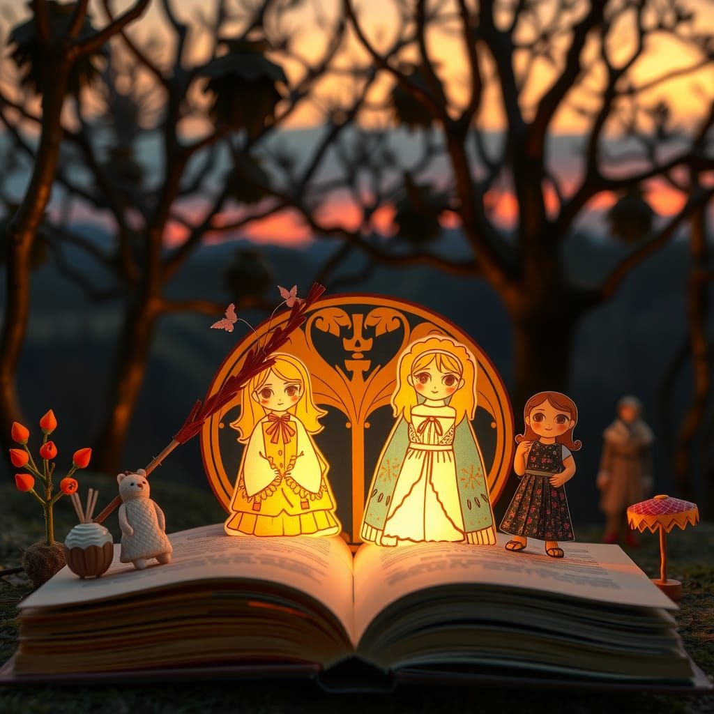 Surreal Solarpunk Paper Dolls in a Groovy Commune Setting