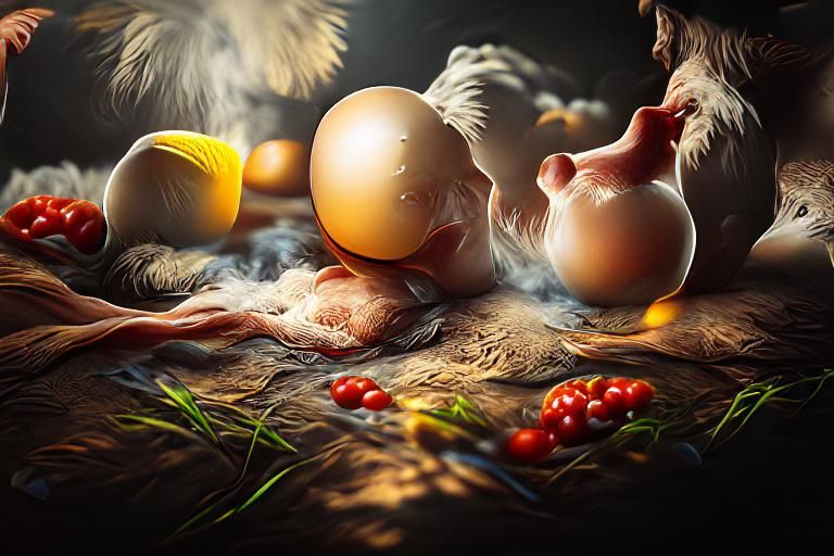 Chicken or the Egg? A Hyperrealistic 3D Rendering