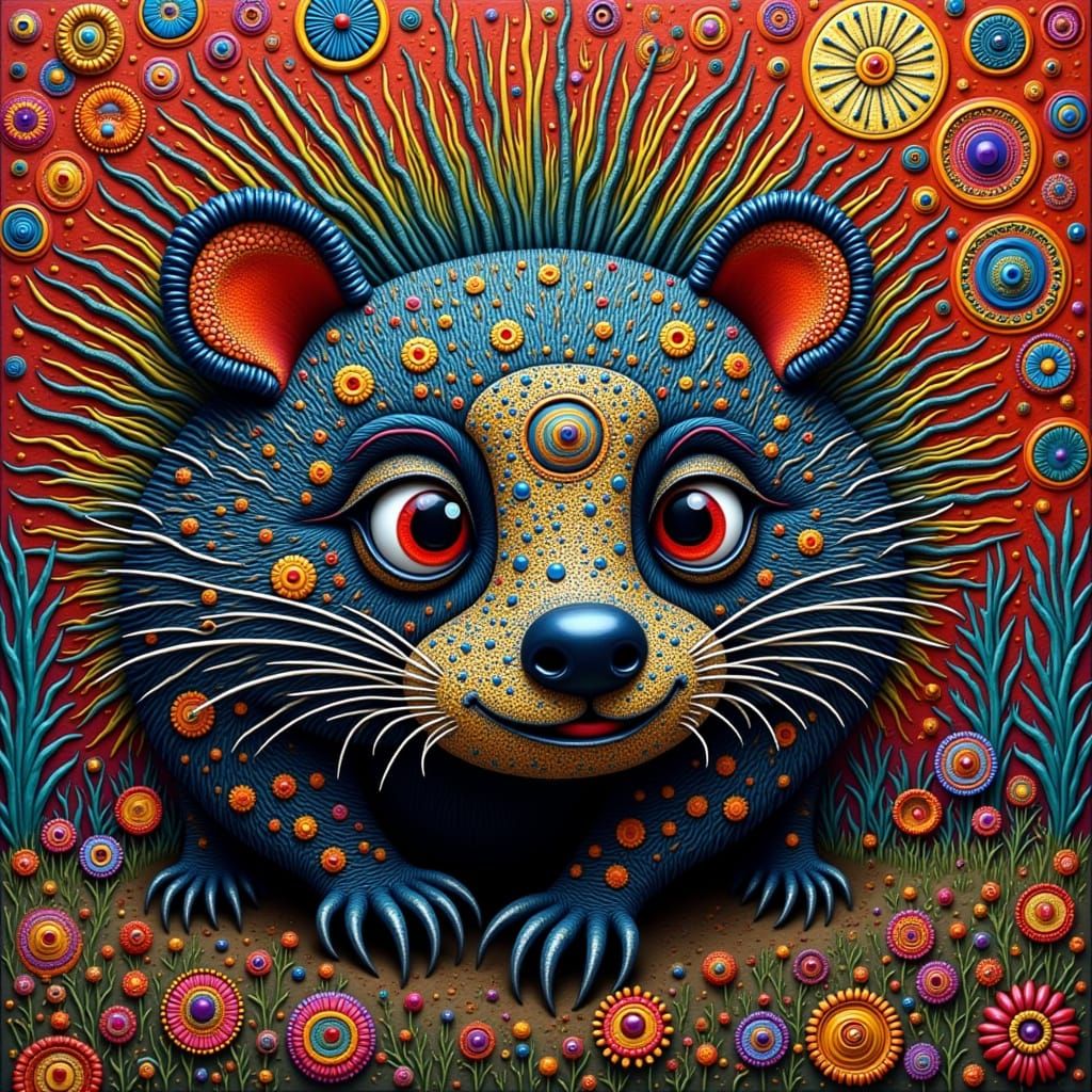 Whimsical Porcupine in Baroque Fusion Style
