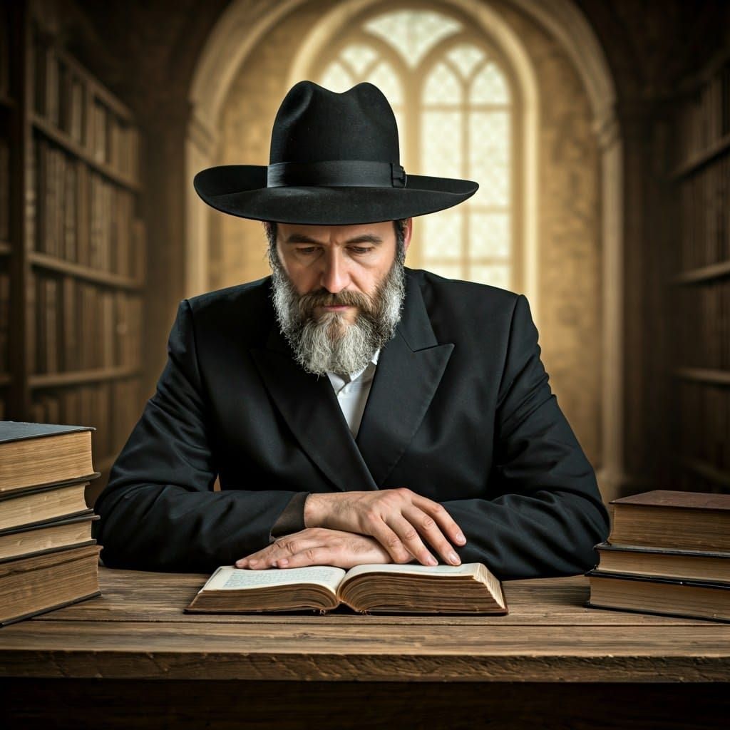 Serene Orthodox Scholar in Traditional Attire Studies Ancien...