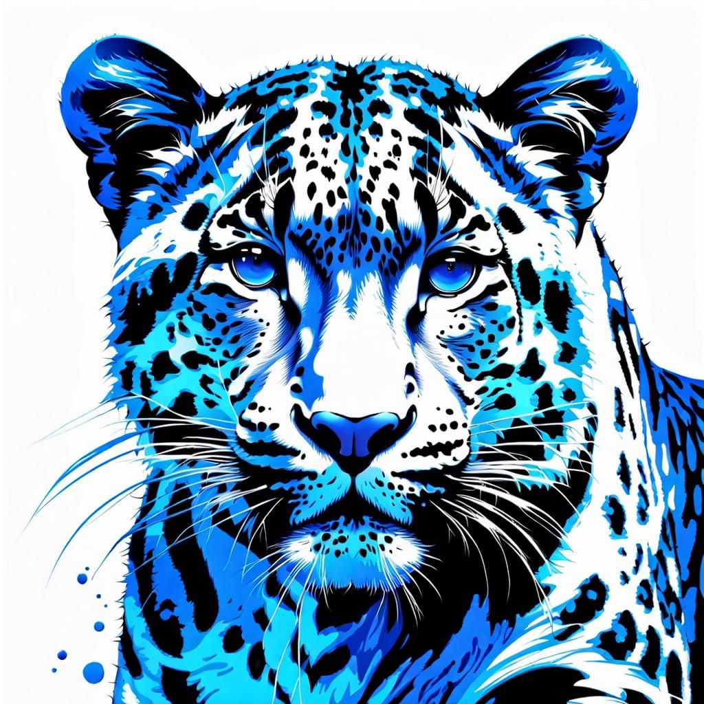 Detailed Ink Splatter Leopard Portrait in Abstract Style
