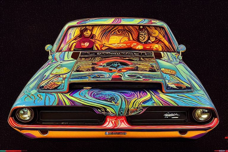 Bizarre Psychedelic 1968 Dodge Challenger R/T at Golden Hour