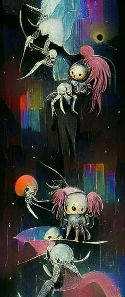 Cyberpunk Mahou Shoujo Chibi in Burton Style