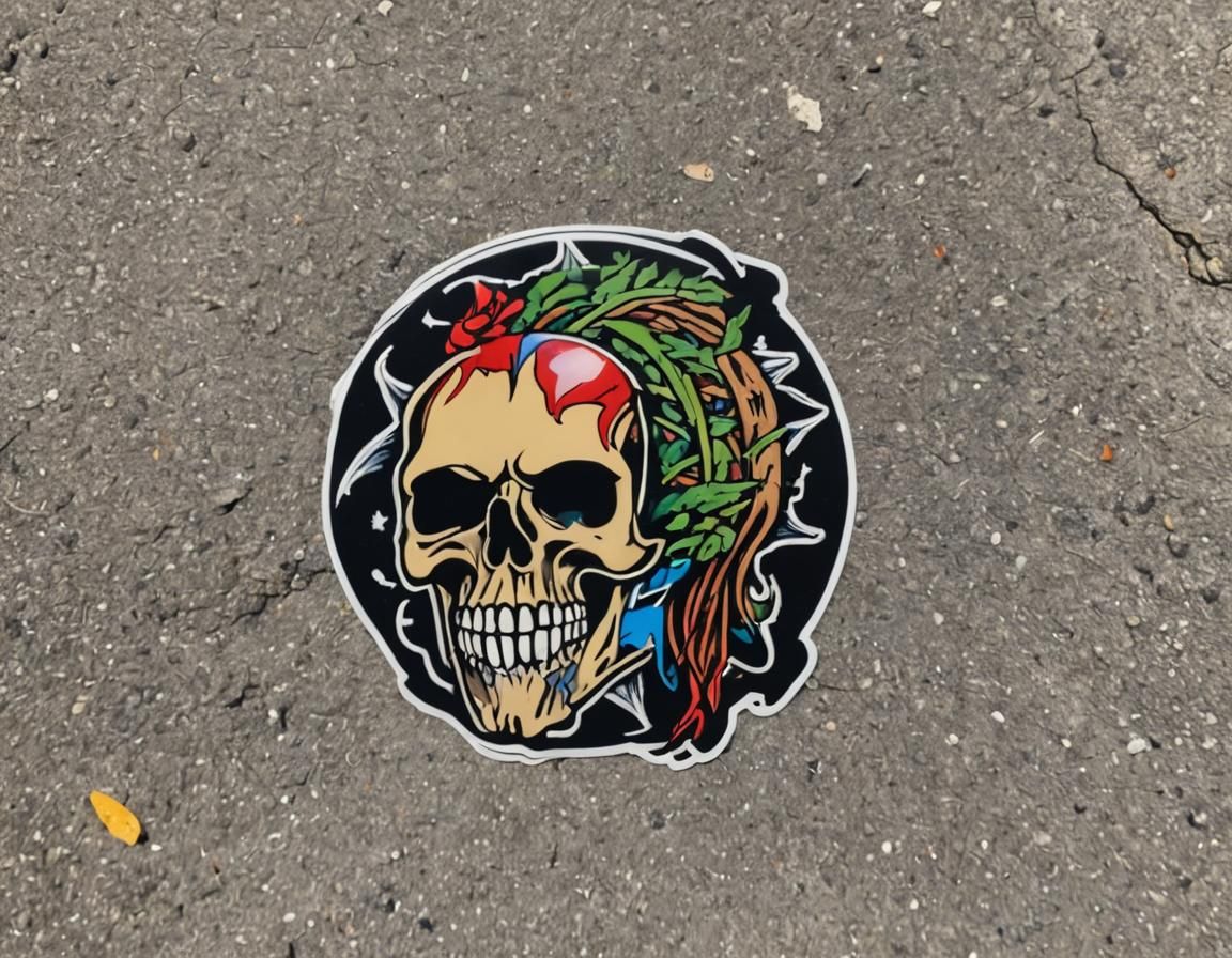 Deadhead Sticker on a Cadillac
