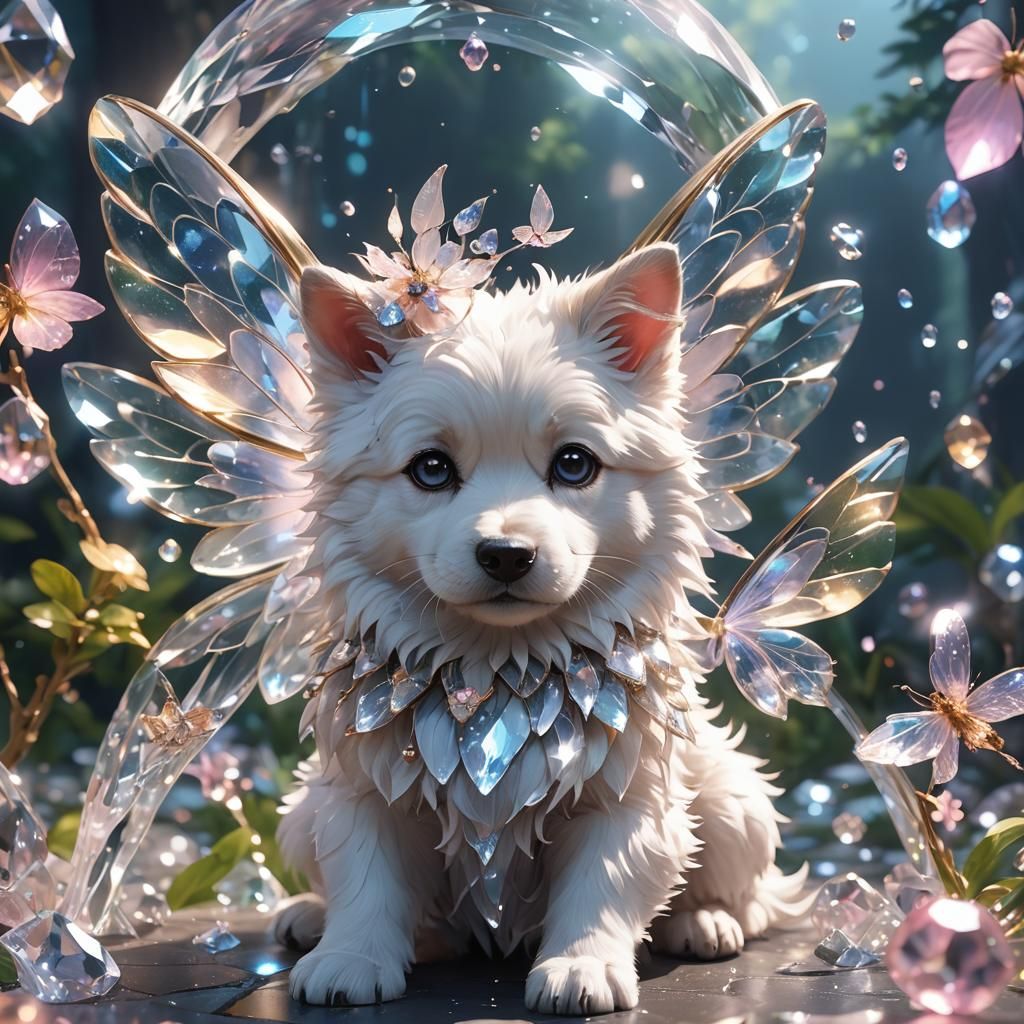 Cute Fairy in Crystal Dog: 3D Anime Art
