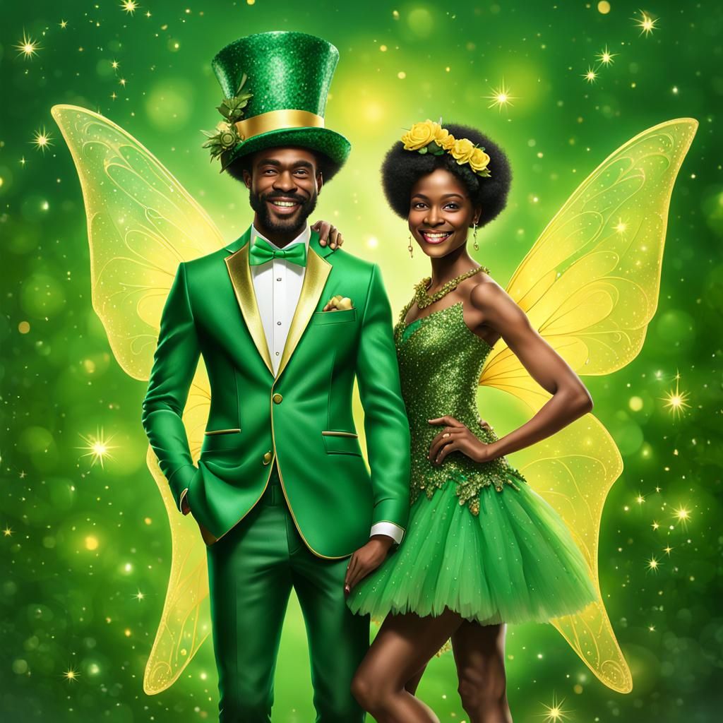 Hyperrealistic Green Fairy and Yellow Fairy Friends