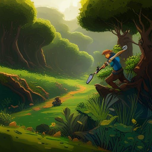 Australian Outback Gamer with Futuristic Weaponry