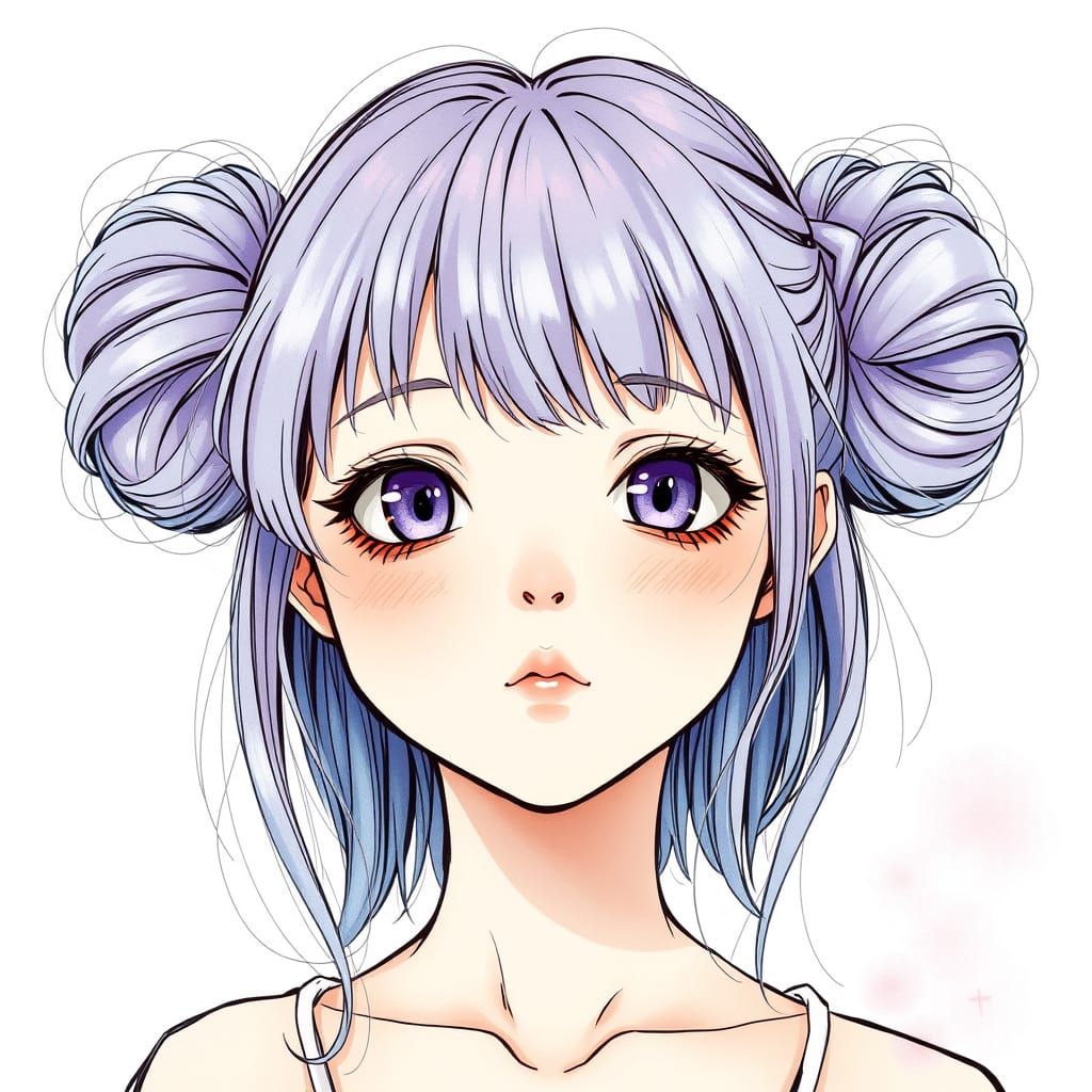 Gentle Anime-Inspired Portrait with Pastel Colors