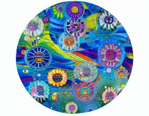 Kaleidoscopic Garden Scene in Surreal Style