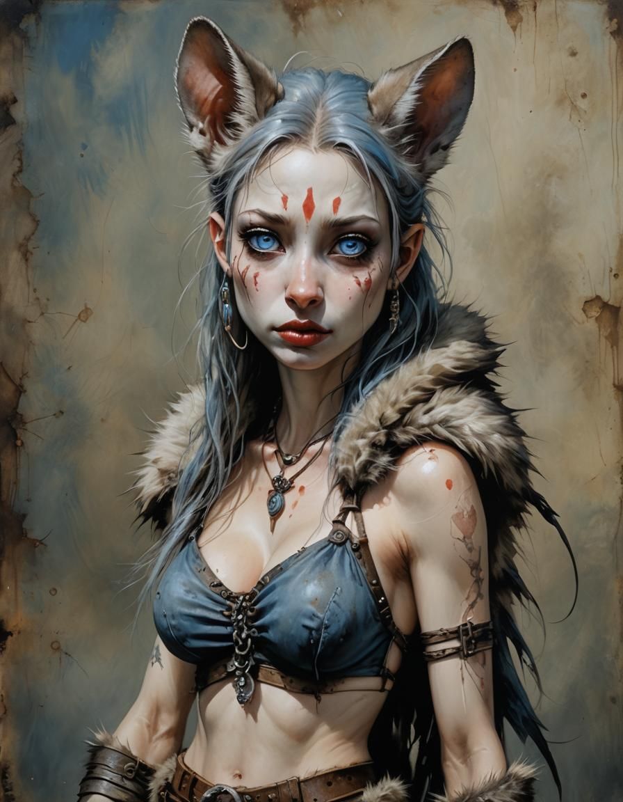 Post-Apocalyptic Rat-Girl Acrylic Painting