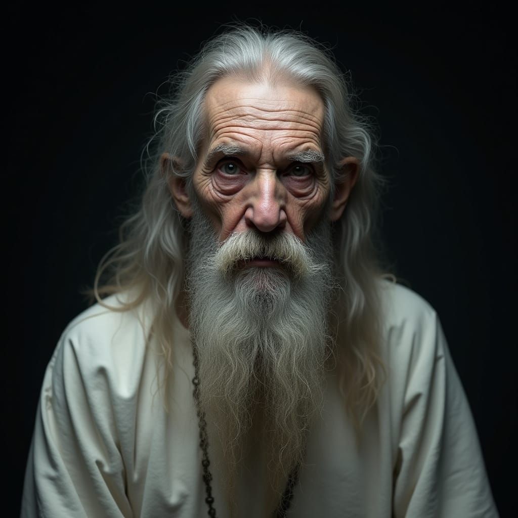 Photorealistic Portrait of an Old Man in Medieval Setting