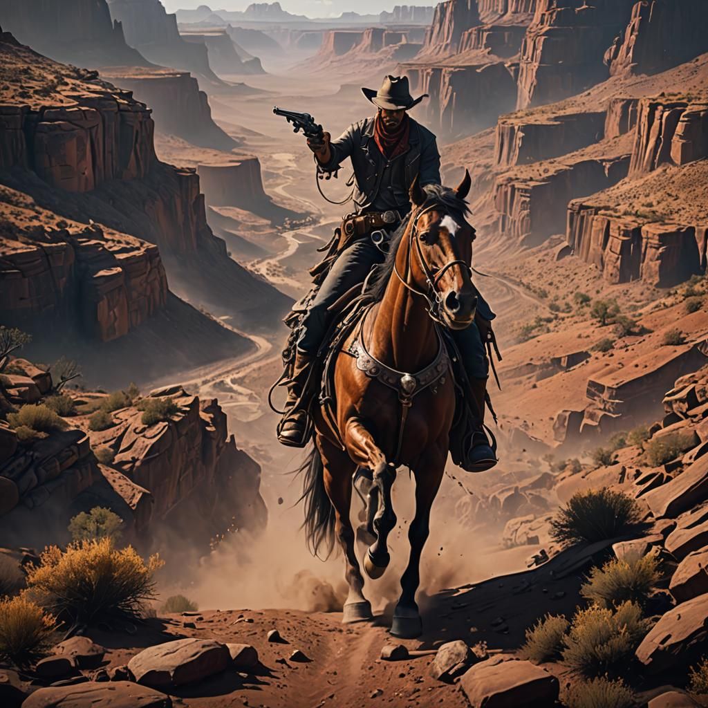 Cowboy on Steel Horse: Fantasy Concept Art