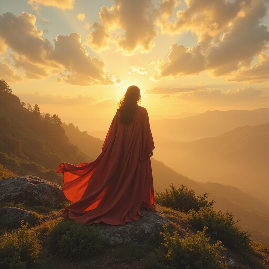 Inspiring Figure in Futuristic Landscape