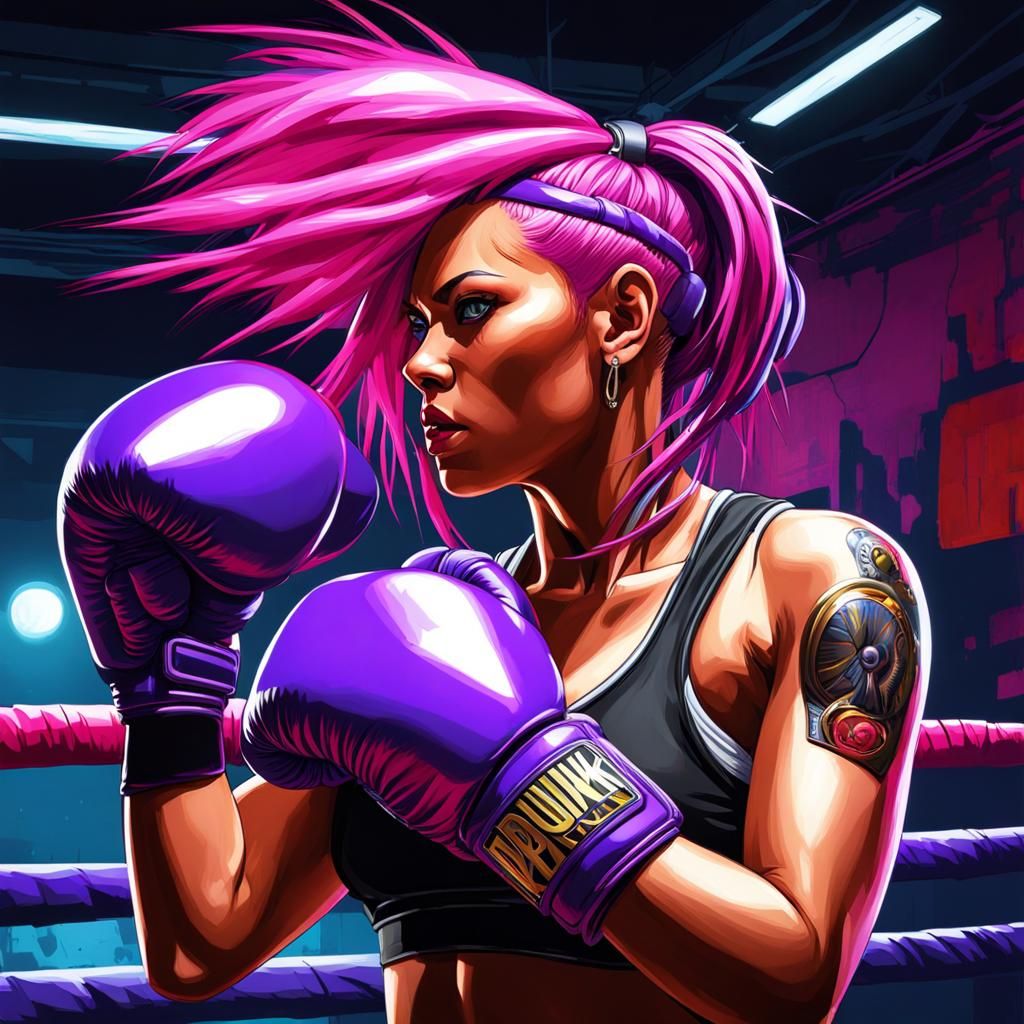 Biopunk Boxer with Cybernetic Augmentations