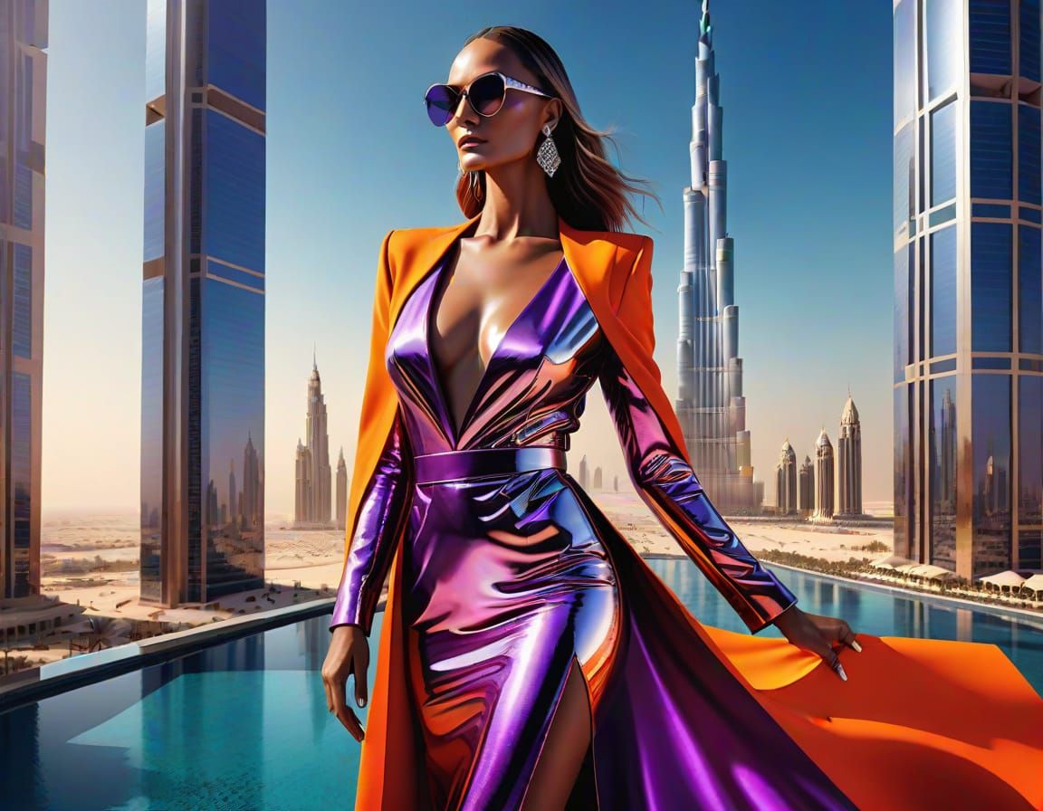 Glamorous Couture Goddess in Metallic Luxury