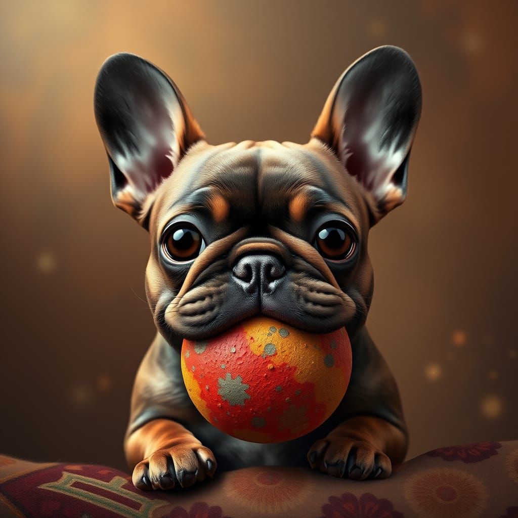Adorable French Bulldog in Whimsical Dreamlike Scene