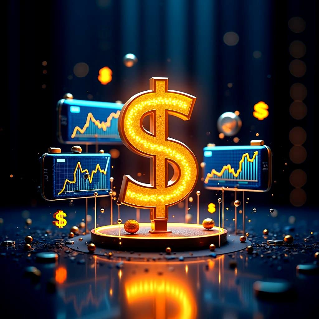 Online Income Symbols in Detailed Matte Painting