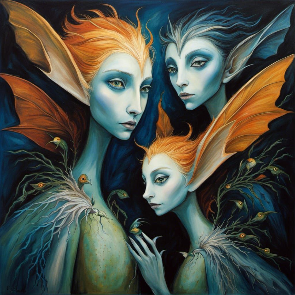 Gothic Fairytale Couple in Shadow, Fine Art