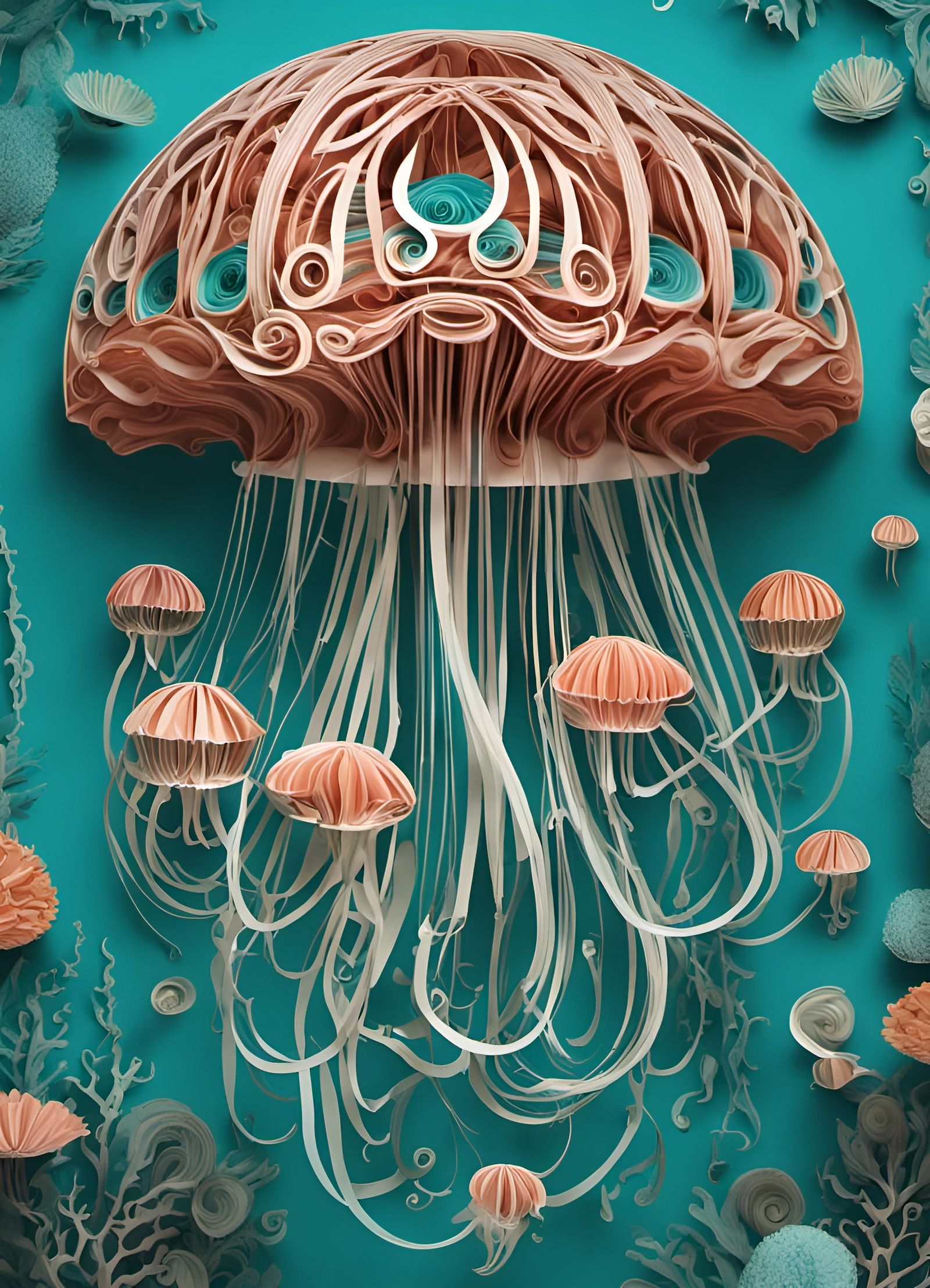 Paper Jellyfish Illustration in Pop Surrealism Style