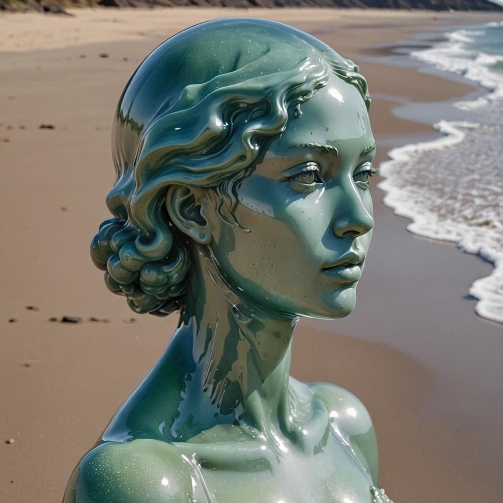 Delicious Jelly Woman Overlooking Volcanic Beach