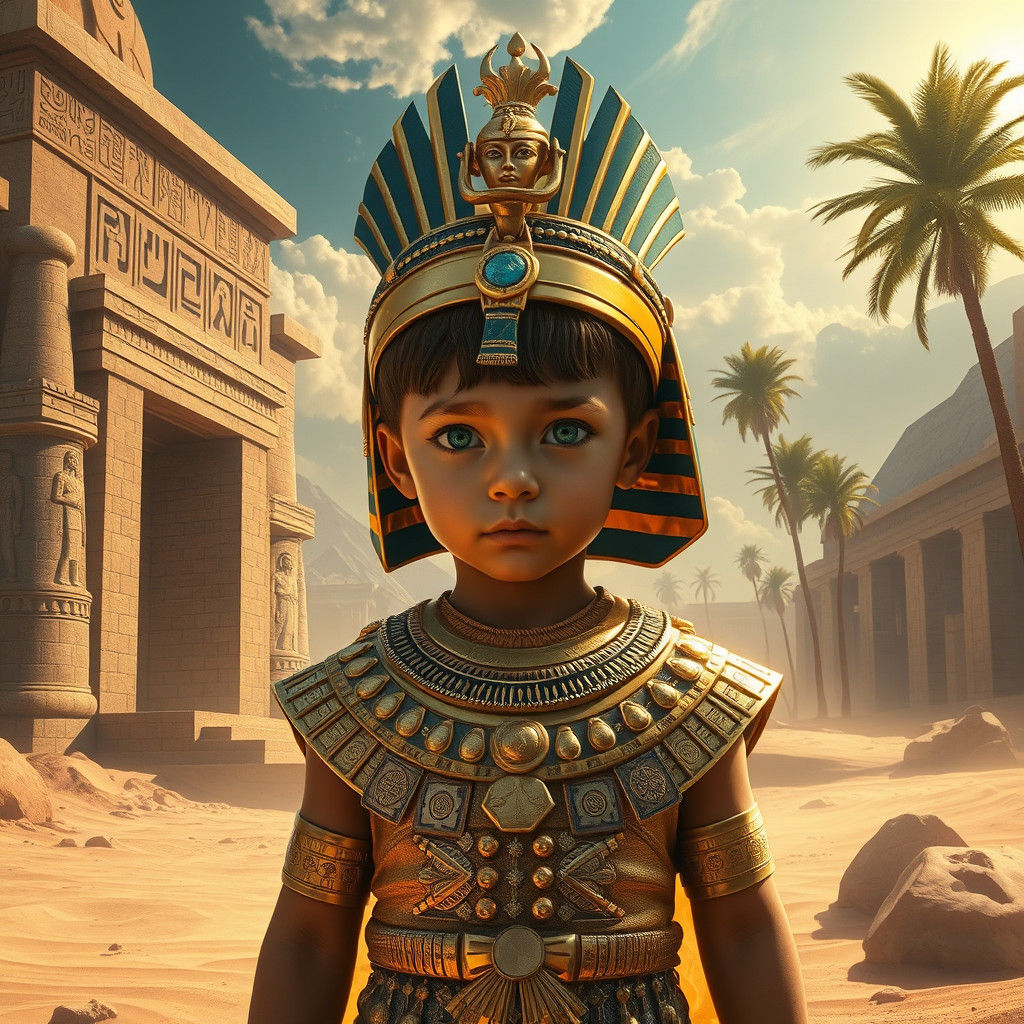 Pharaoh Child in Dreamlike Egyptian Ruins