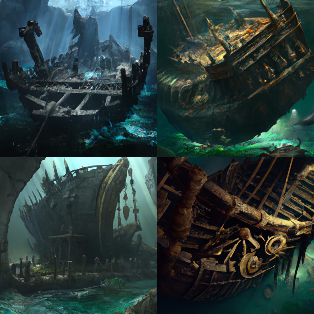 Sunken Viking Ship: Dark Fantasy Masterpiece