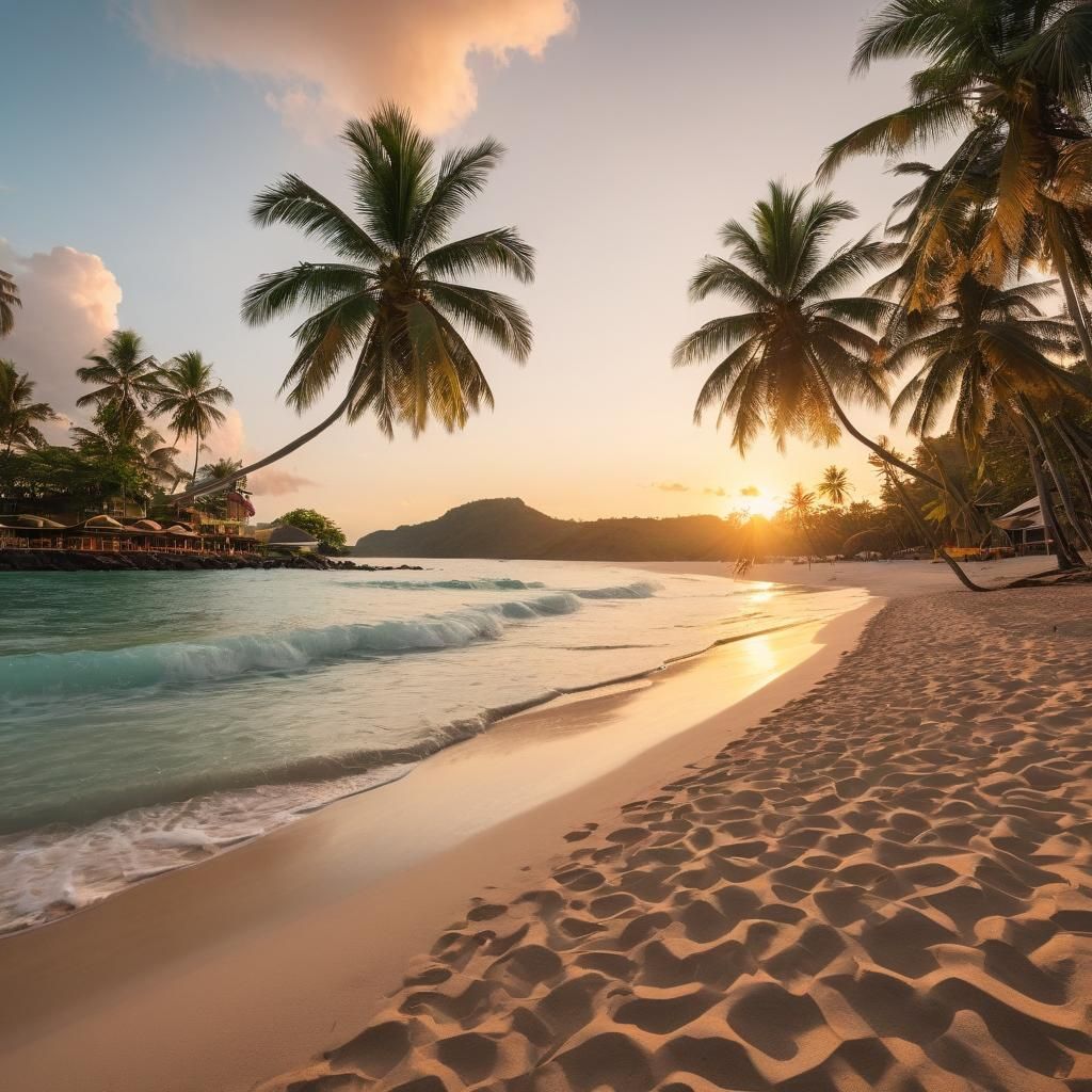 Tropical Beach Sunset: A Wide-Angle Paradise
