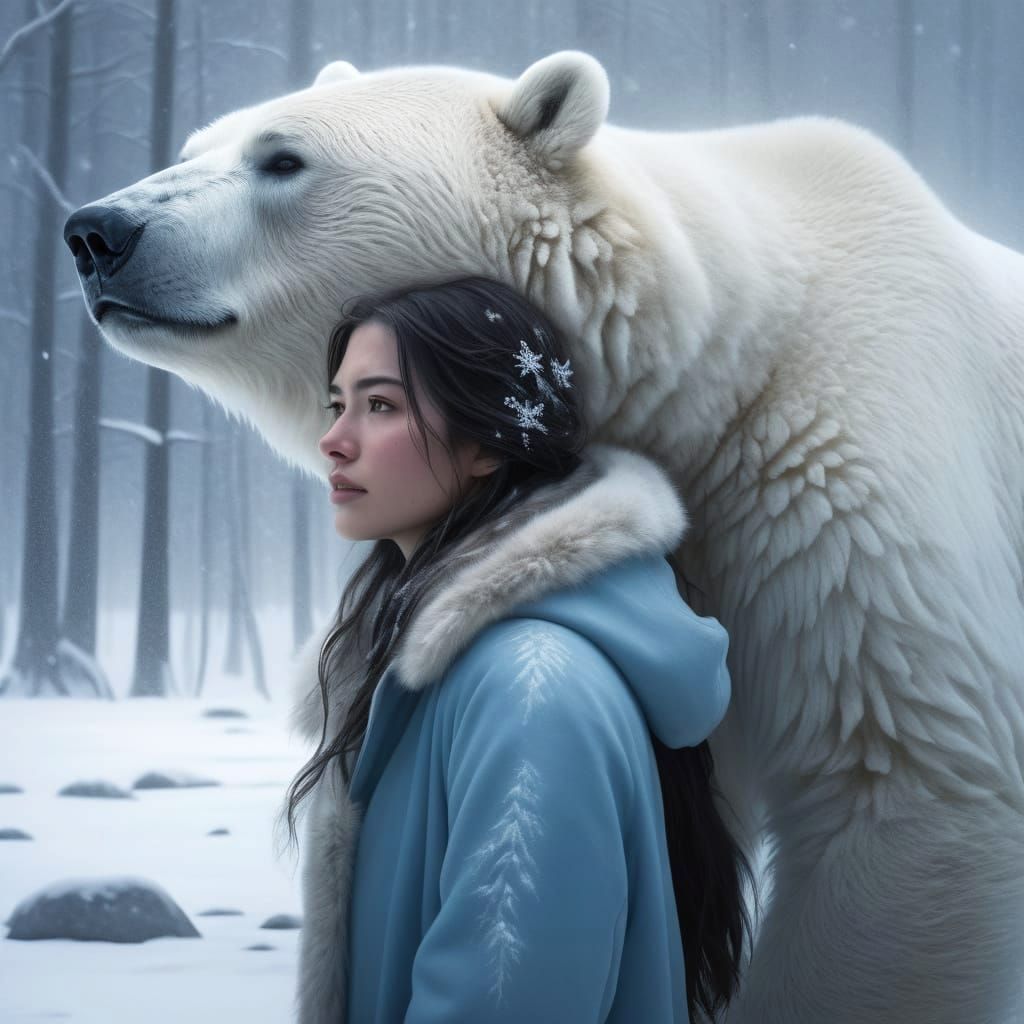 Polar Bear & Girl - Study 01C - RealVisXL v5 Model