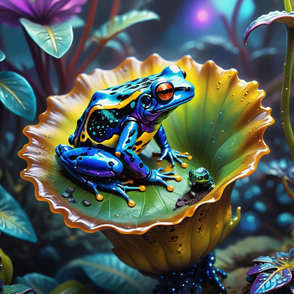 Alien Frog Meets Human Space Trooper, Digital Painting