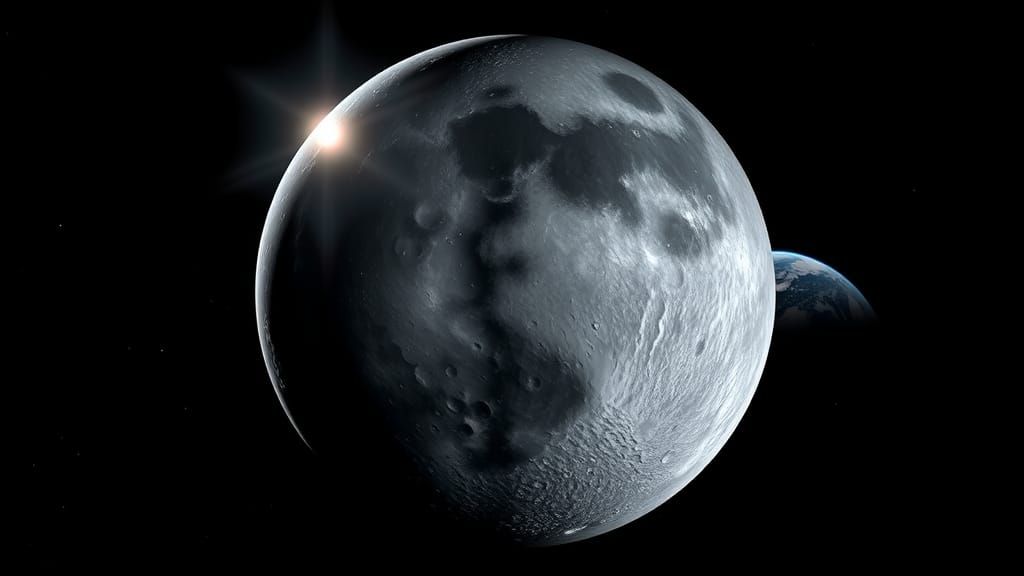 Buttocks-Shaped Moon in Space with Earth