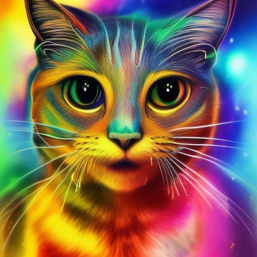 Mystic Cat Ship in Hyperrealistic Splash Art