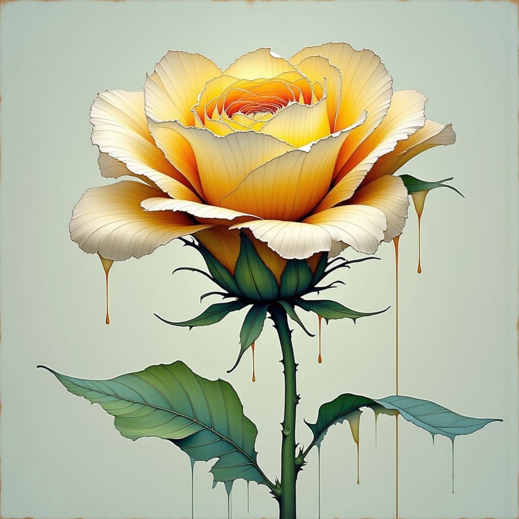 Whimsical Floral Scene in Vibrant Colors