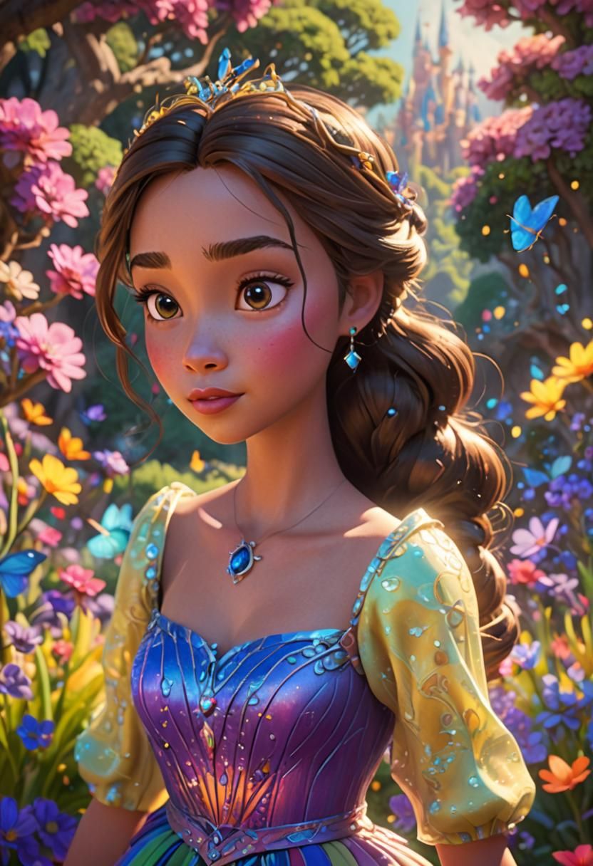Disney Princess in Fantastical Landscape: Pixar-Inspired 3D ...