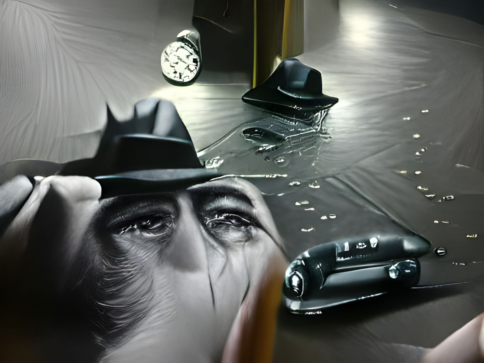 Film Noir Painting of Regret in Photorealistic Style