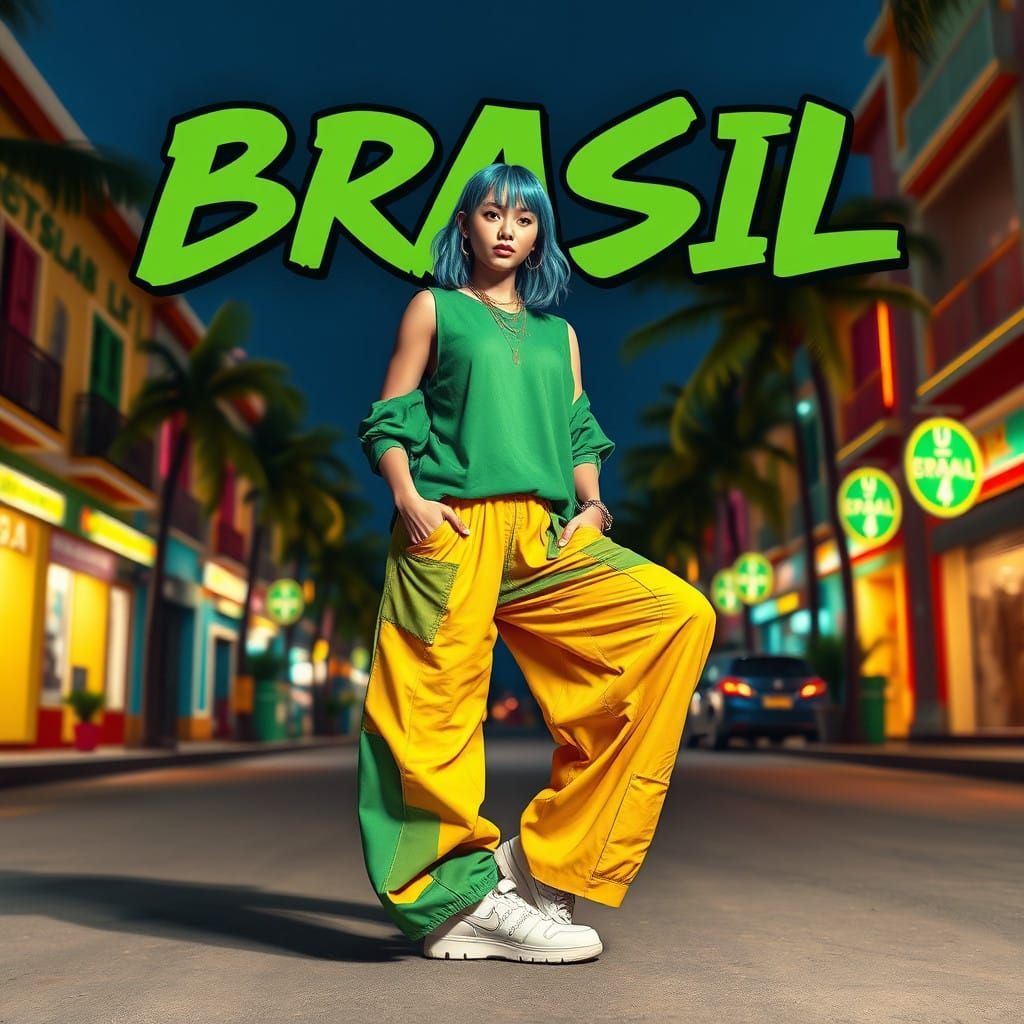 Brazilian Beauty in Vibrant Street Scene
