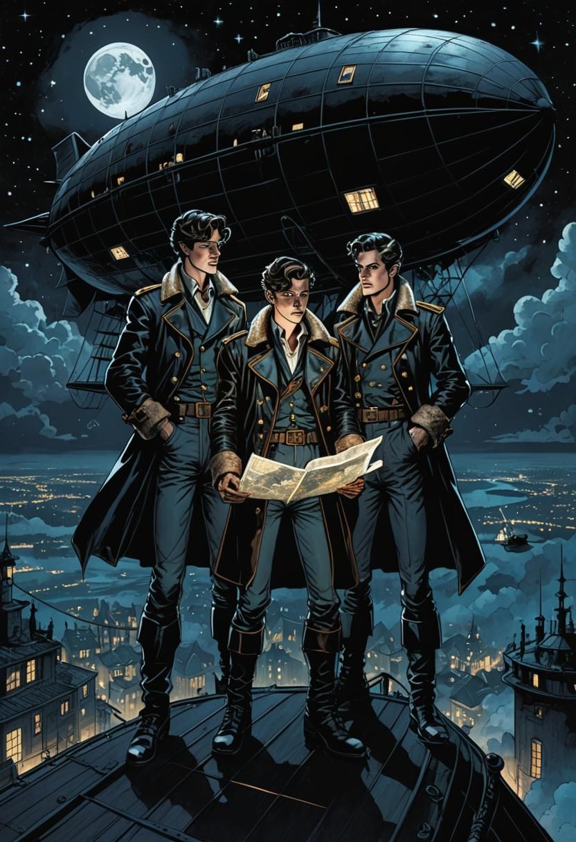 Airship Adventure: Mark Grell-Style Comic Book Cover