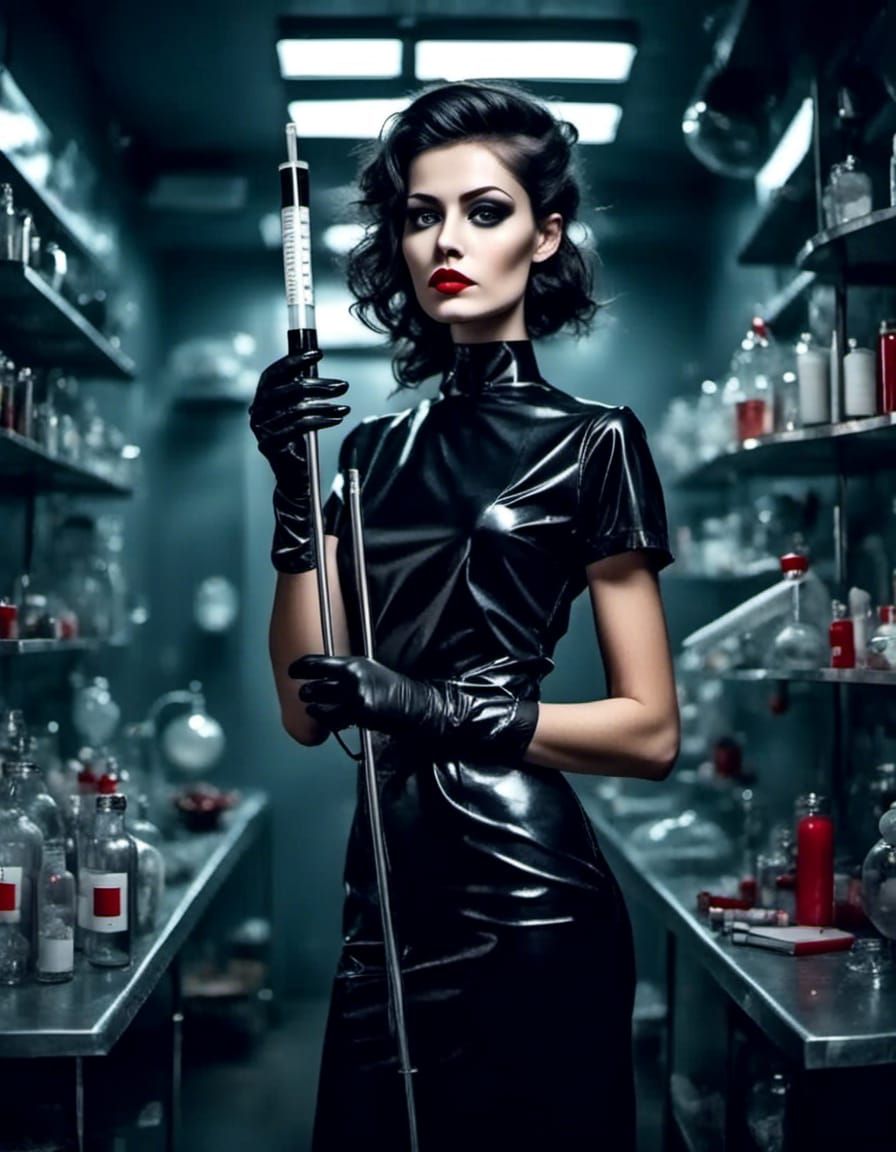 nurse refilling a giant syringe