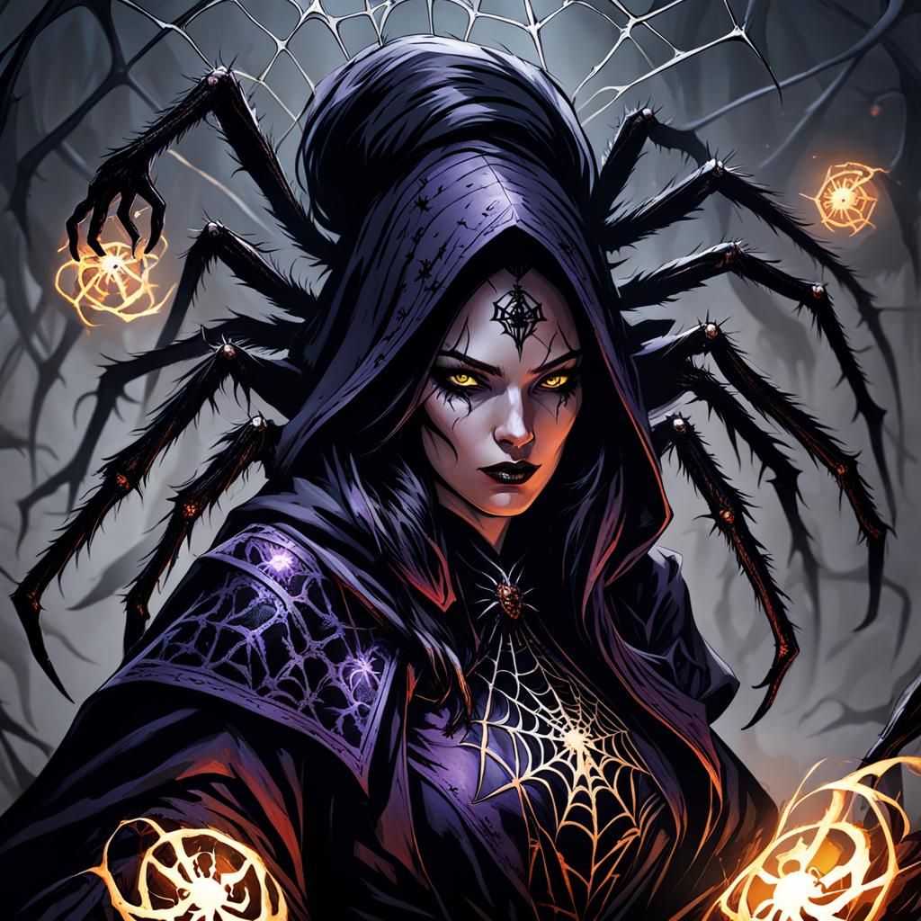Dark Fantasy Spider Warlock Woman