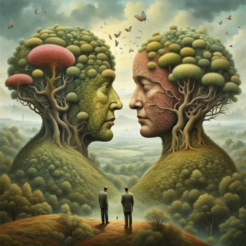 Entwined Figures: Dreamlike Bioluminescent Concept Art