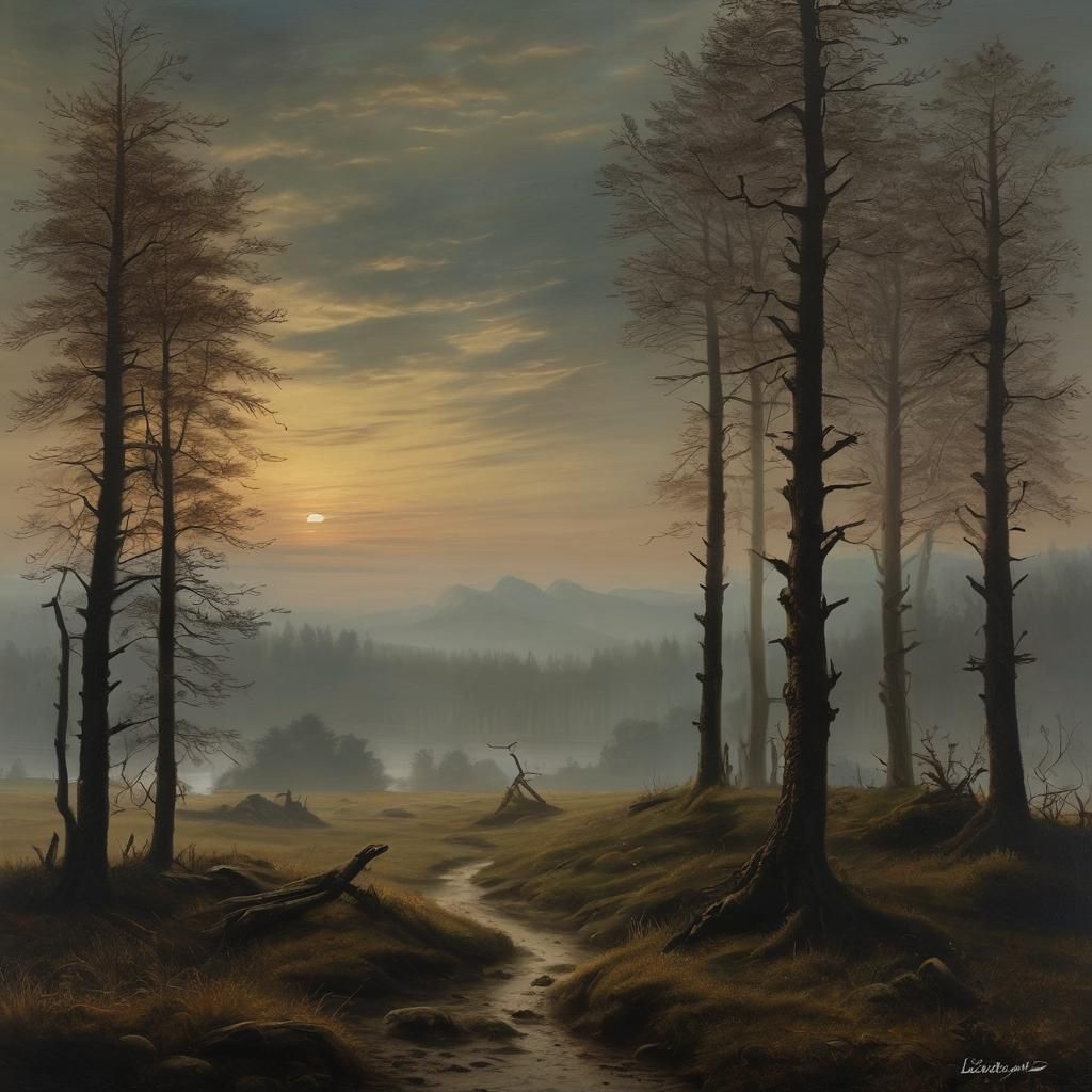 Romantic Oil Painting of Nature Landscape